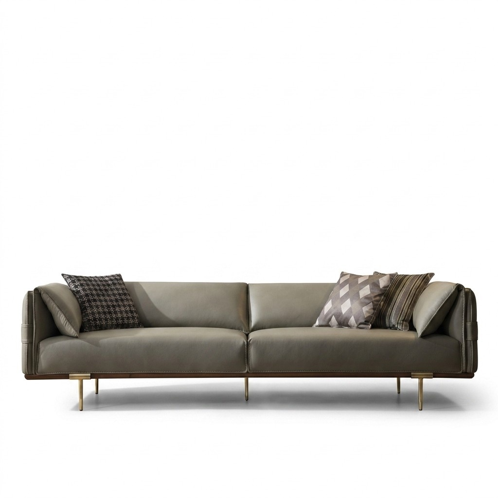 Green 3-Seater Living Room Leather Sofas Designer Exclusive Couch Sofas