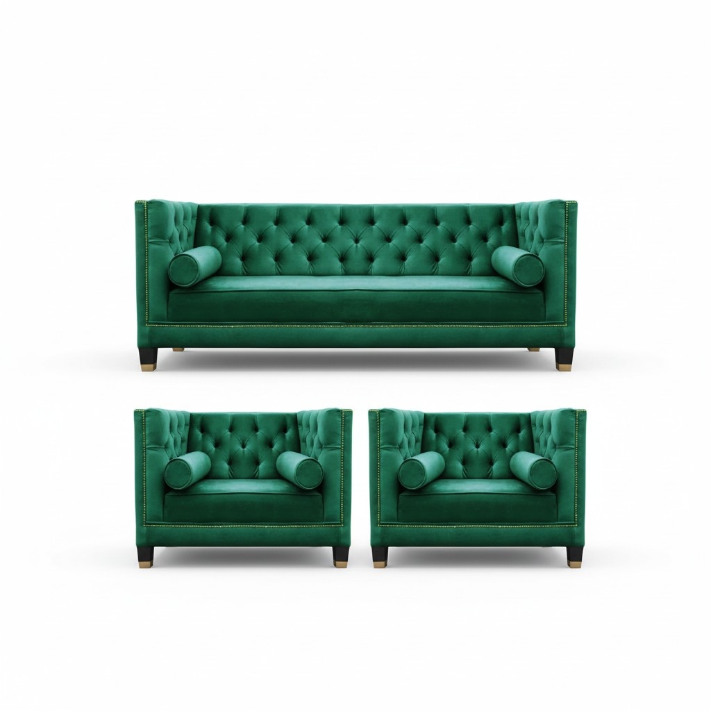 Green Chesterfield Couch Velvet Sofa Sofa Set Couches Sofas Upholstery 311 Seater