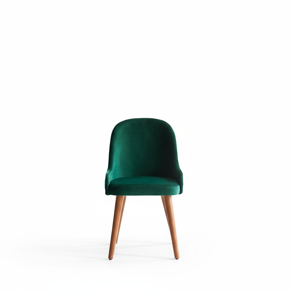 Green Upholstered Chair Wooden Feet Dining Room Armchair Upholstered Furniture Textile Chair