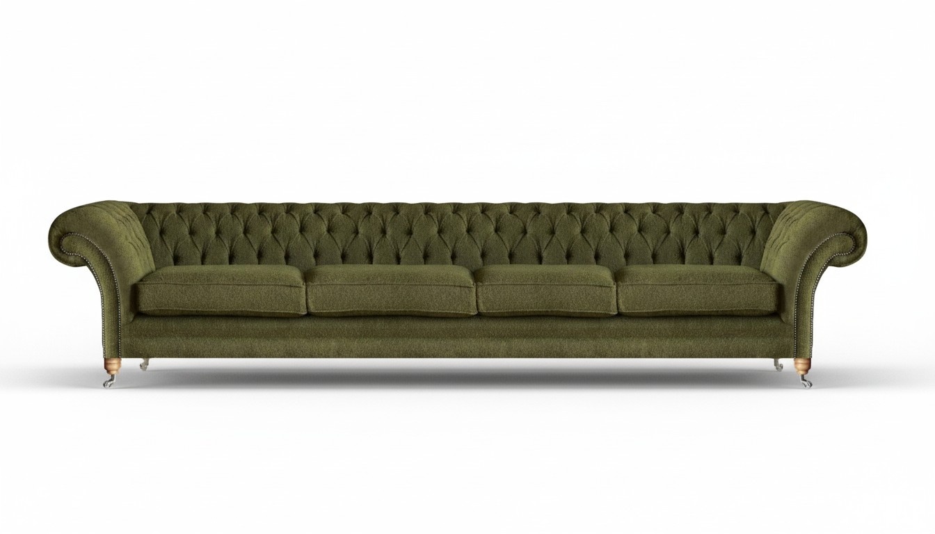 Green Modern Sofa Four Seater Couch Living Room Upholstered Furniture Seat Chesterfield
