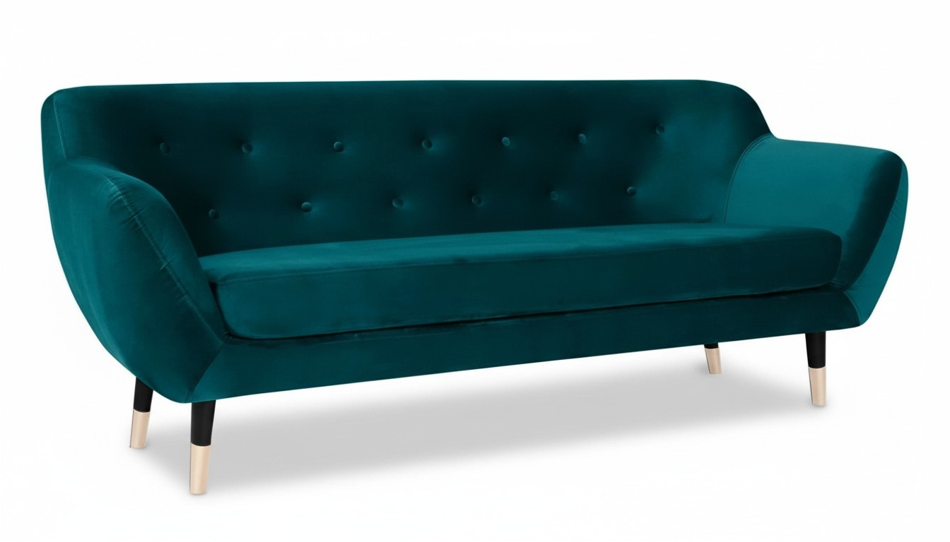 Green sofa living room design couches upholstery fabric sofas three-seater Chesterfield