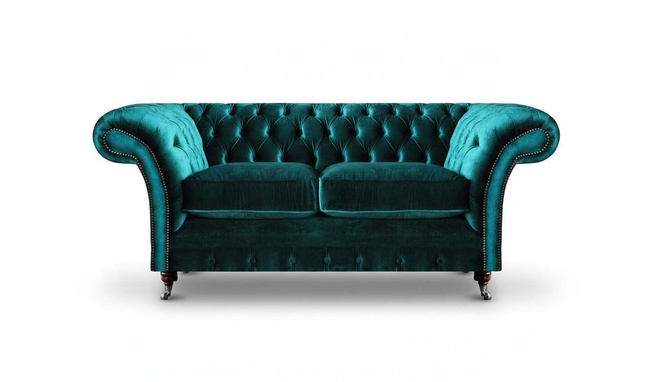 Green two-seater sofa couch living room luxury designer textile furniture