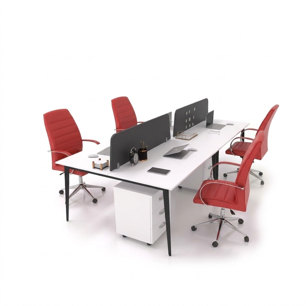 Large White Work Table Desk Ensemble Office Furnishings Modern
