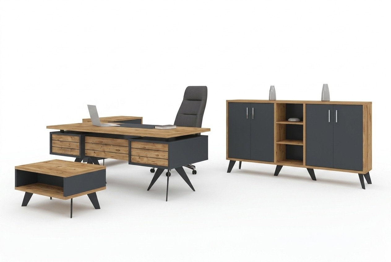 Large study set office furniture desk dresser table