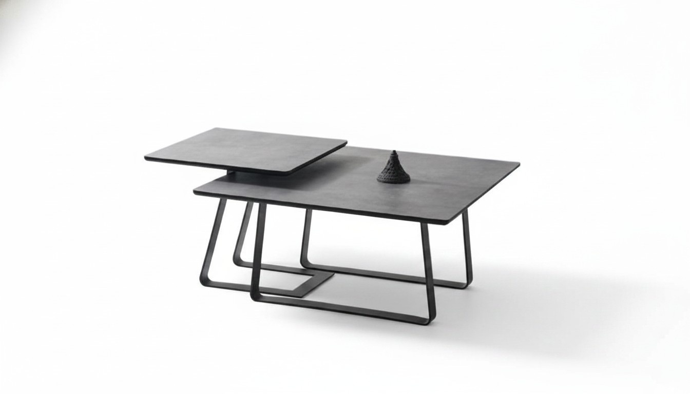Group coffee table side table coffee table gray 2-piece set table wood