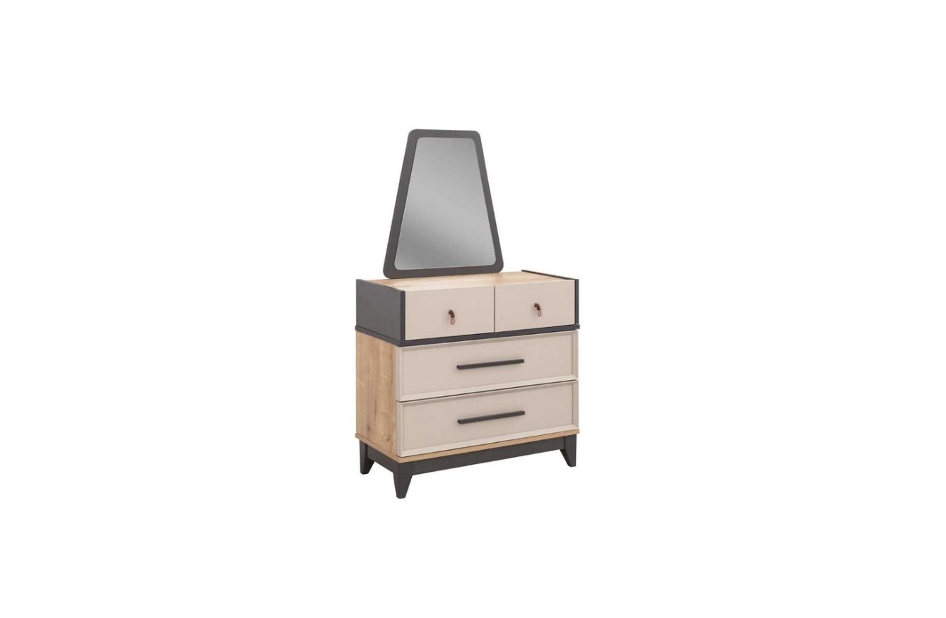Group chest of drawers set with mirror wooden children\'s room beige console