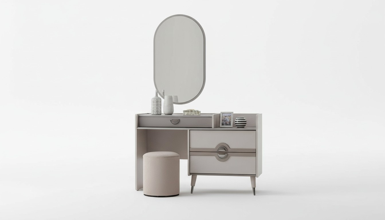 Group dressing table dressing table mirror console table gray 3-piece set