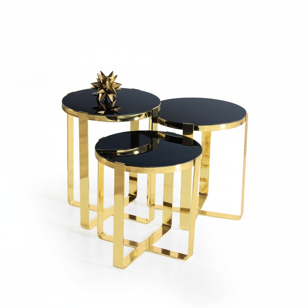 Group of side tables coffee tables sofa tables 3-piece coffee tables gold