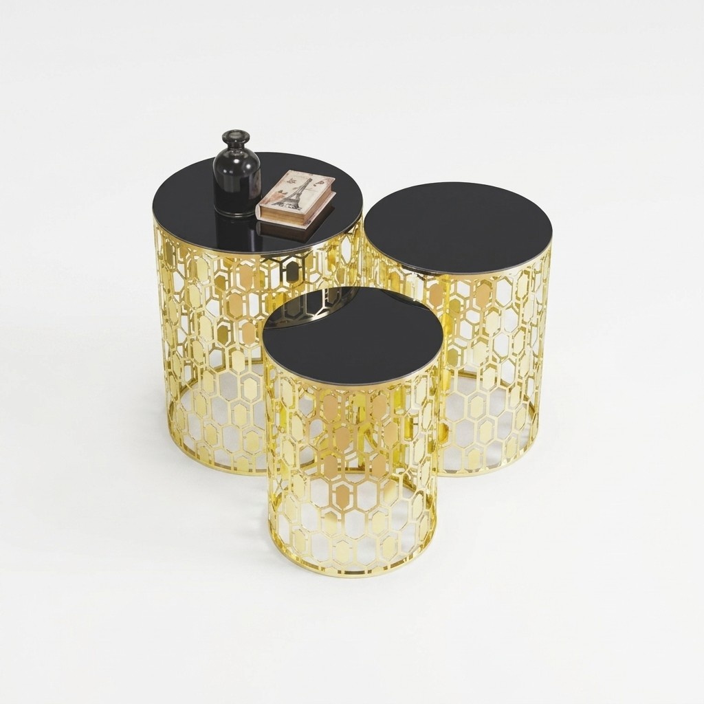 Group side tables coffee tables sofa tables 3-piece coffee tables gold