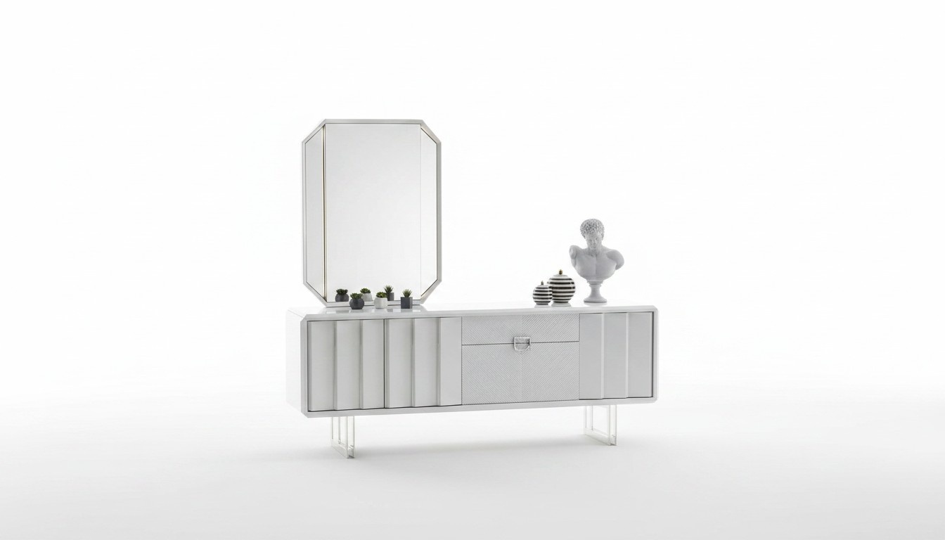 Group sideboard mirror chest of drawers cabinets wood furniture white living room