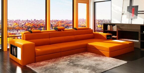 Living area designer sofa couch L shape leather sofas corner set New Haid -O