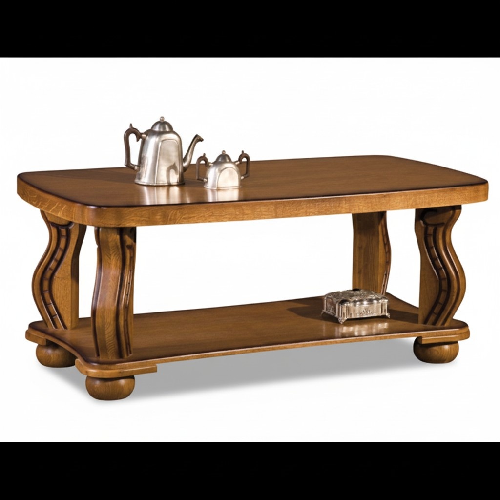 Handcrafted Real Wood Coffee Table Sofa Side Tables Classic Living Room Table