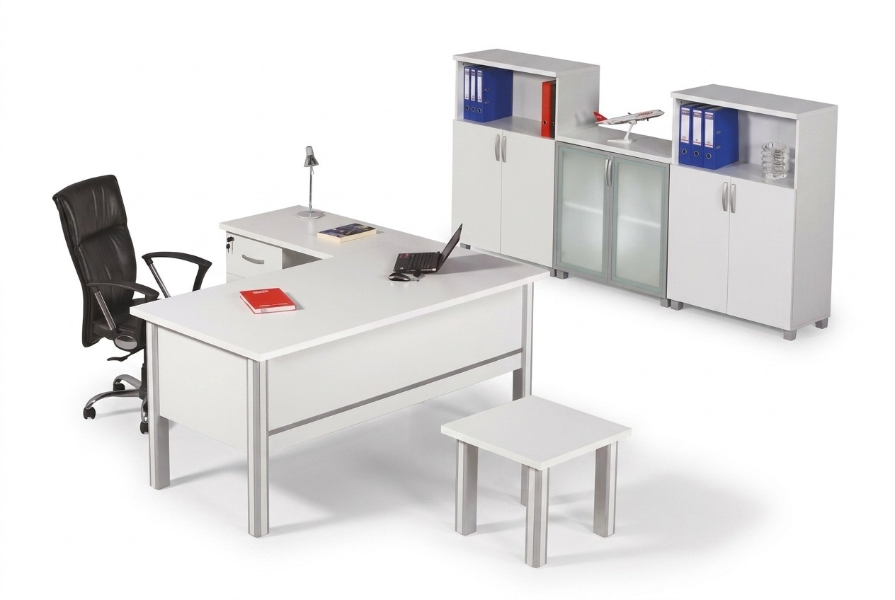 Light-coloured office furniture Office furniture Table Coffee table Filing cabinet 3 pcs