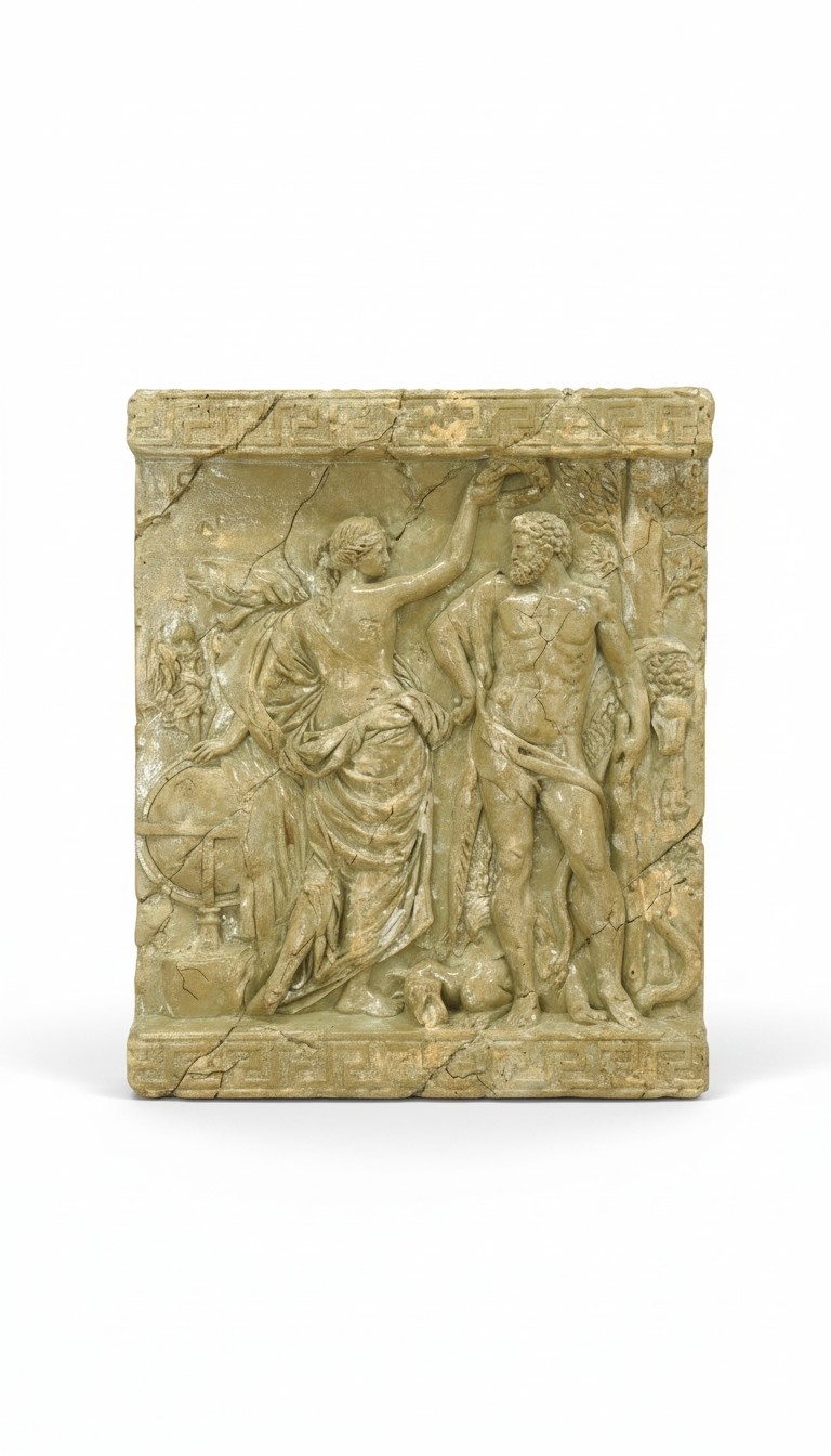 Hercules Wall Relief Antique Style Relief Wall Painting Antique Handcrafted God Image