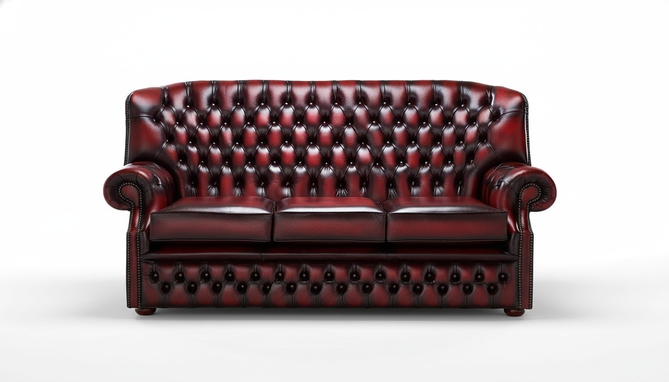 Chesterfield 3-seater Sofa Classic Living Room Couch Brown Tall Backrest Comfortable New
