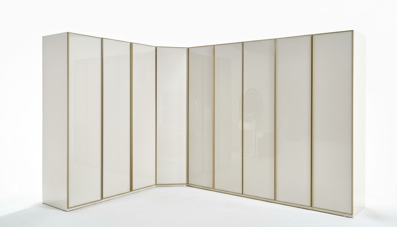 High Gloss Wardrobe Bedroom Wardrobes Corner Wardrobe Luxury Furniture Gold Beige