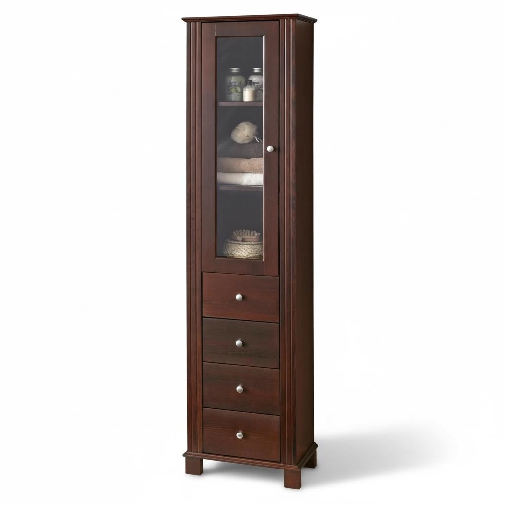 High Quality Bathroom Cabinet Tall Cabinet Wood Bathroom Furniture Luxury Cabinets Shelf