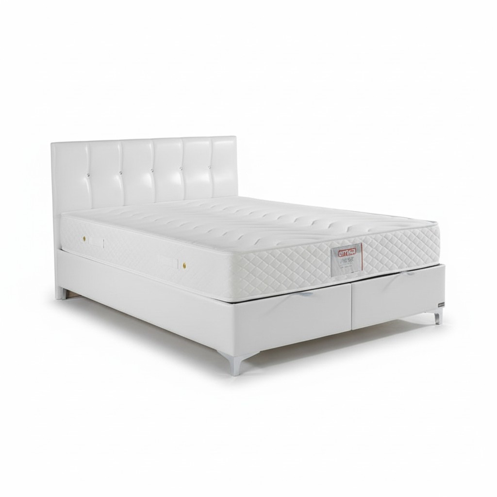 High-quality bed frame with fine upholstery and stylish design for comfort.