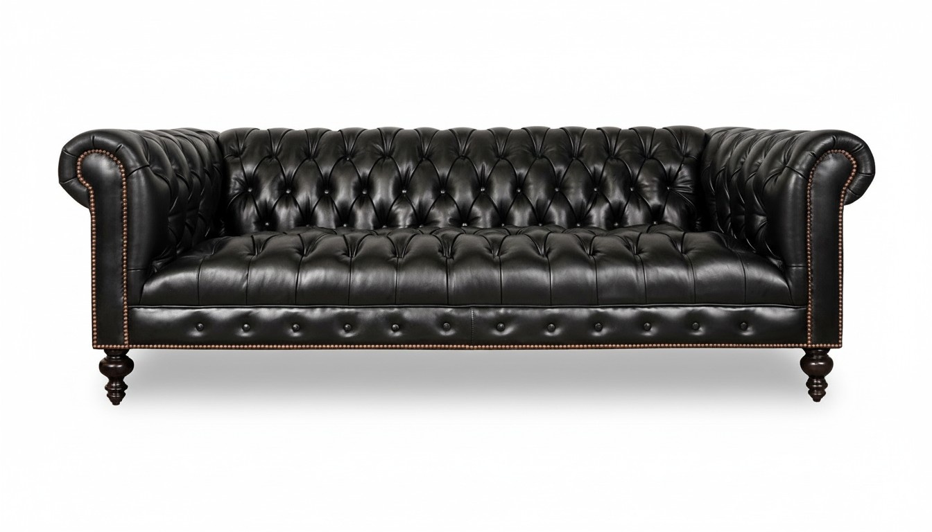 Classic Sofa 3-Seater Chesterfield with Buttons Black Faux Leather Comfortable Couch New