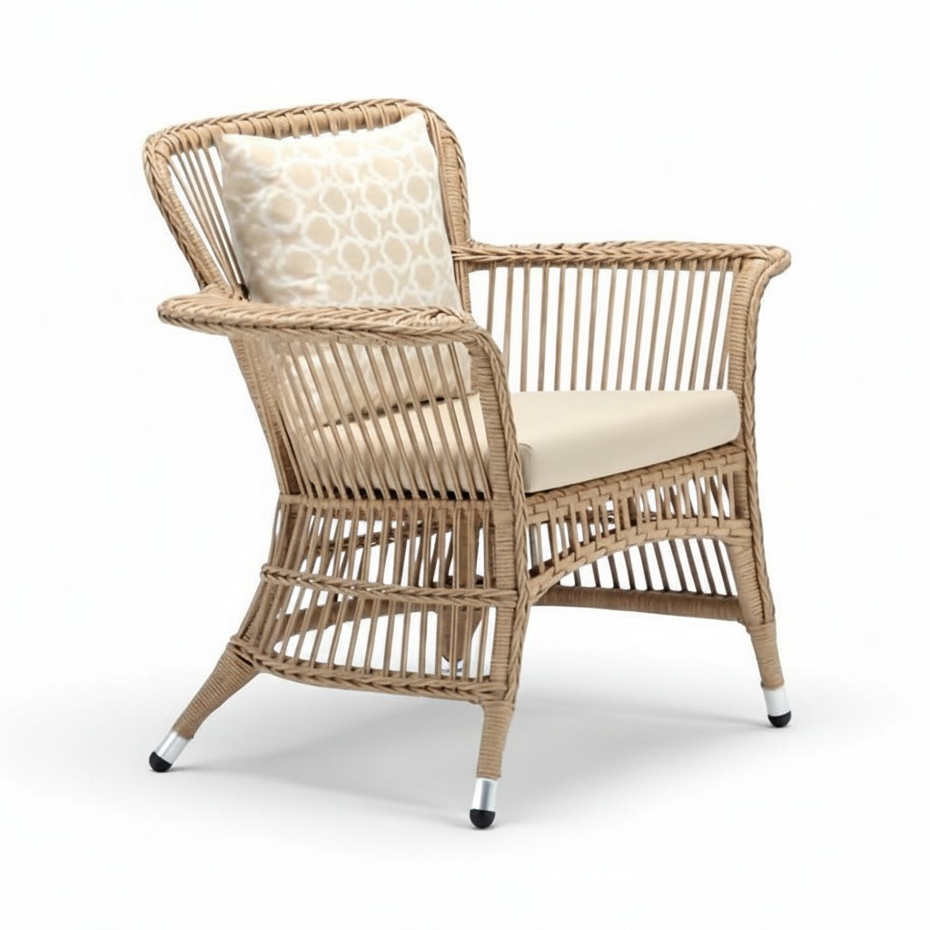 High-quality terrace armchair luxury modern armchair beige stylish rattan style