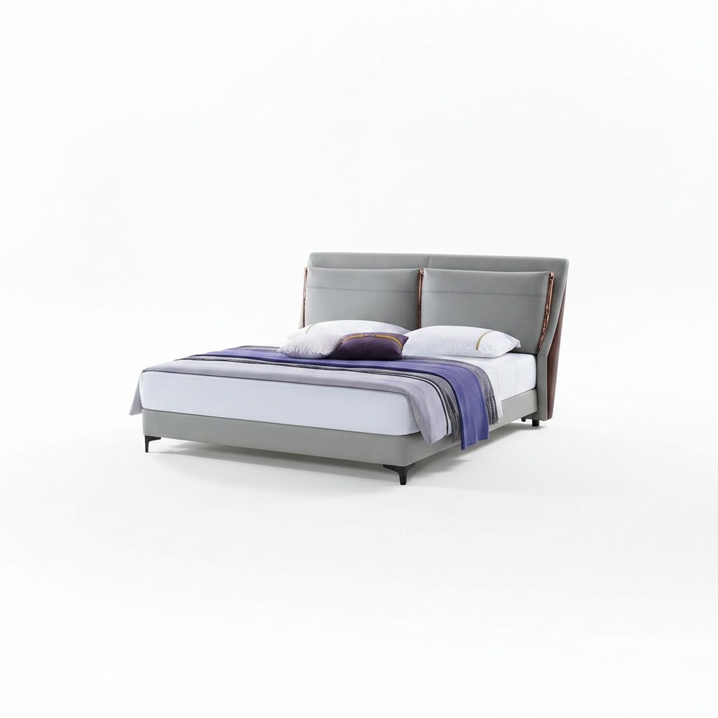 Wooden bed bed double bed luxury furniture bedroom hotel 180x200cm beds leather