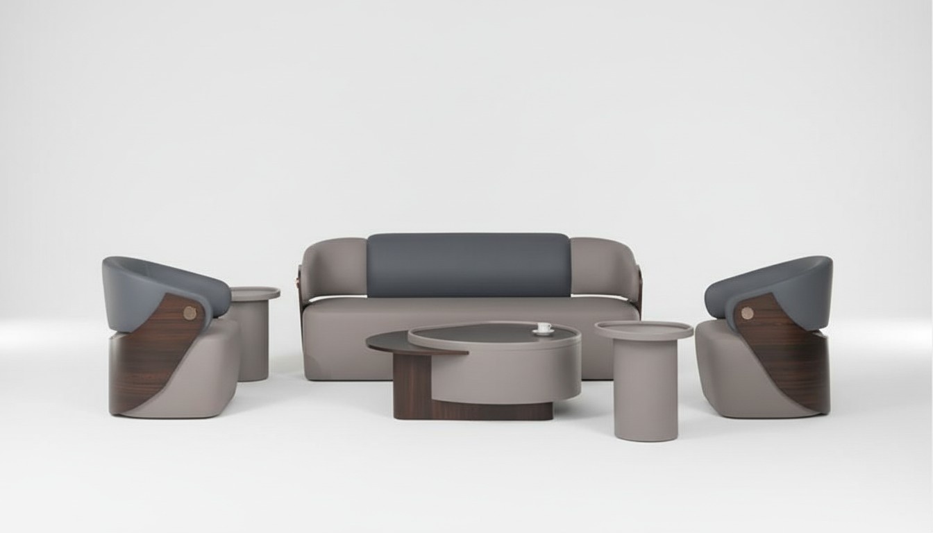 Office furniture modern office desk set 3 pieces wood brown new