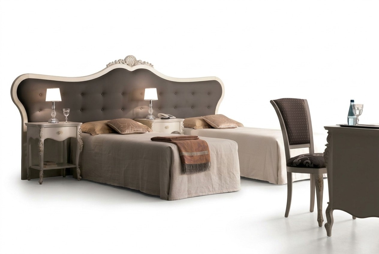 Hotel facility 2x beds design modern bedroom luxury furniture 2 pieces. set