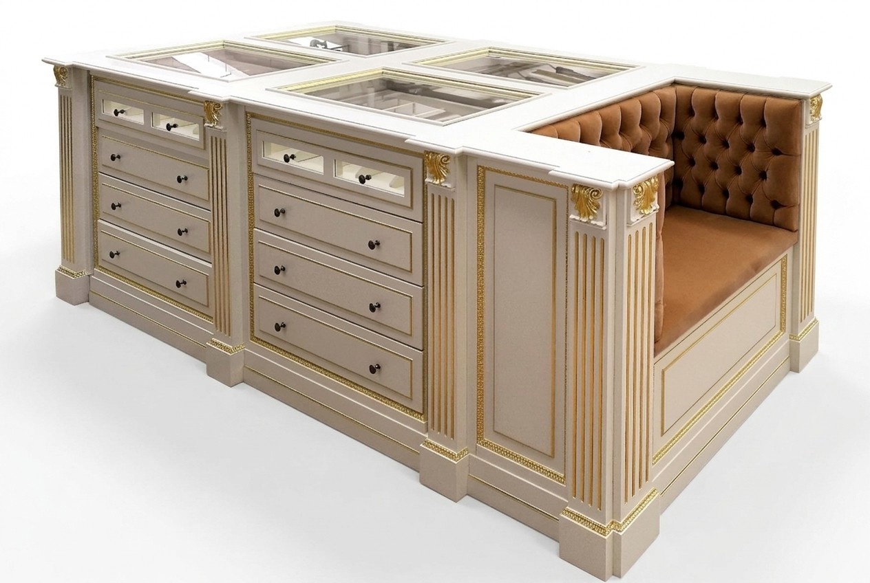 Island walk-in closet dresser dressing room dressers stools dresses