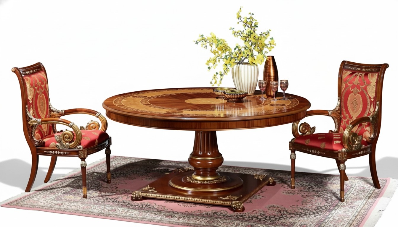 Italian Designer Furniture Table Dining Room Dining Tables Round Brown Tables New