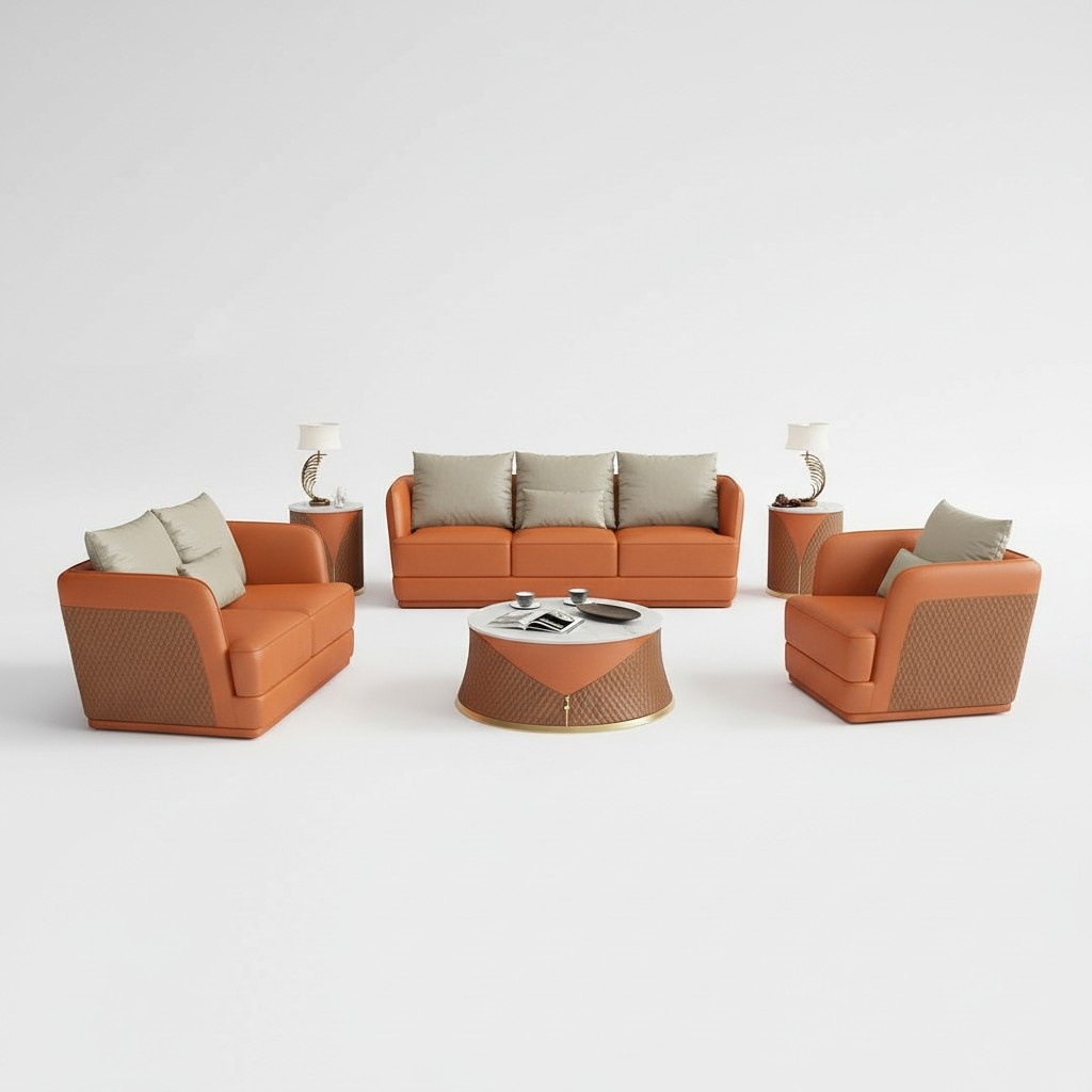 Italian designer living room furniture leather sofa couch set sofa couch set