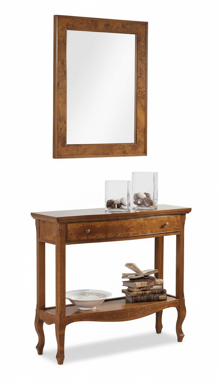 Italian Furniture 2pc Set Furniture Style StileElisa Sideboard Mirror Wood Console