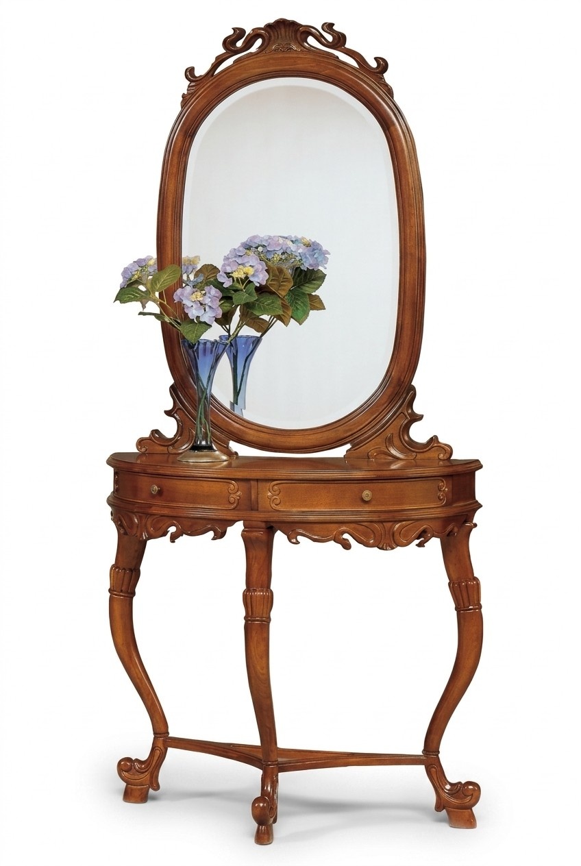 Italian Furniture 2pc Set Furniture Style StileElisa Console Table Mirror Wood