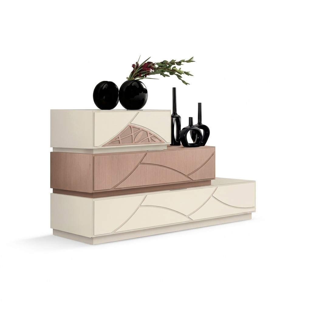 Italian Furniture Design Chest of Drawers Modern Beige Luxury Wood Furniture New