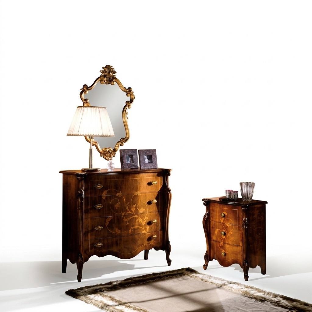 Brown luxury Italian furniture design chest of drawers sideboard wood furniture style baroque