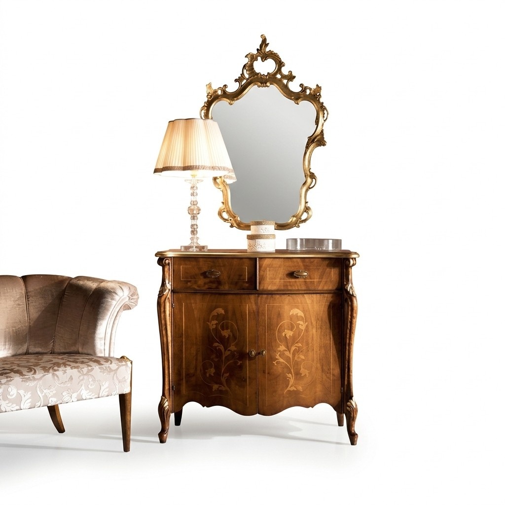 Luxury Italian furniture design chest of drawers brown wood furniture style baroque new