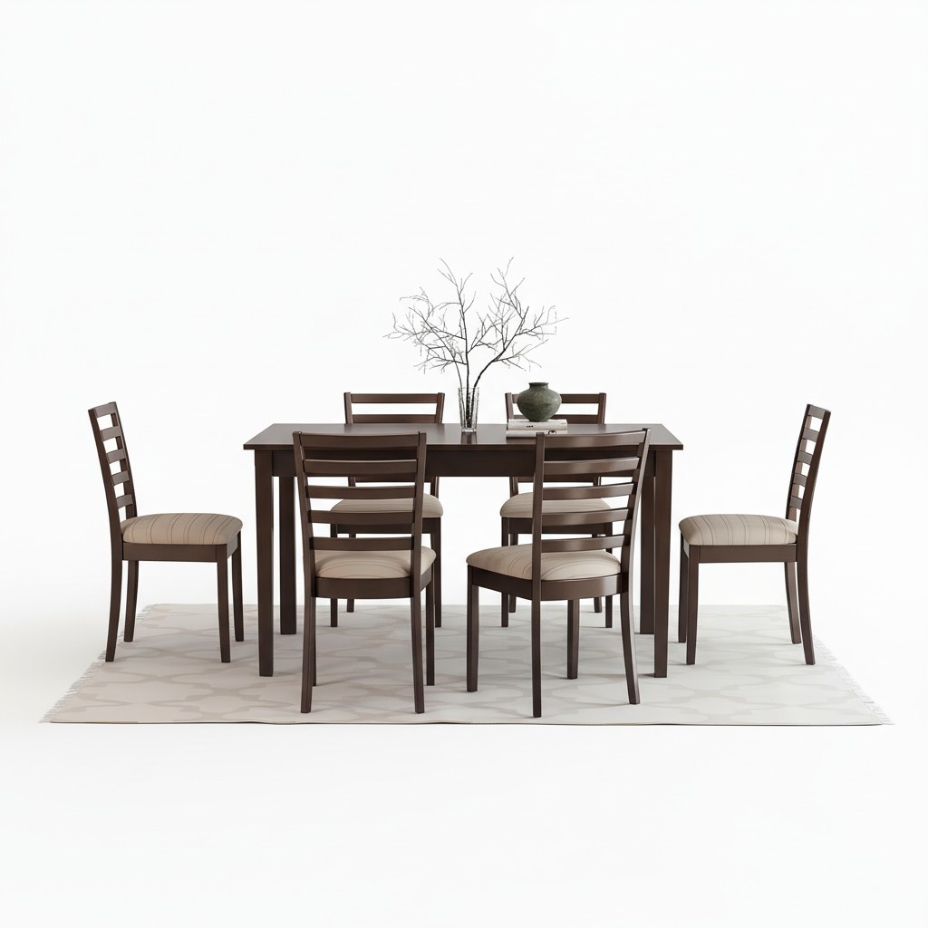 Italian Furniture Designer Wood Table Seat Upholstery Dining Room 6x Chair 7pcs New