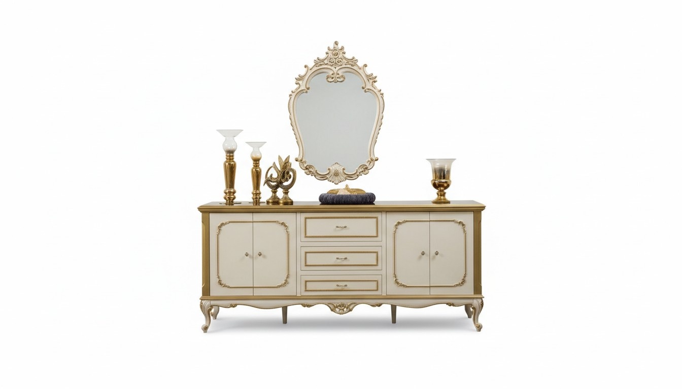 Italian Furniture Chest of Drawers Gold Baroque Rococo Sideboard Wood