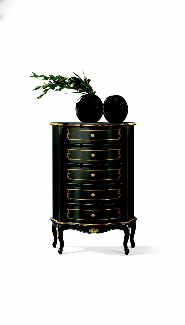Italian furniture style baroque black designer cabinet dresser furniture wood new