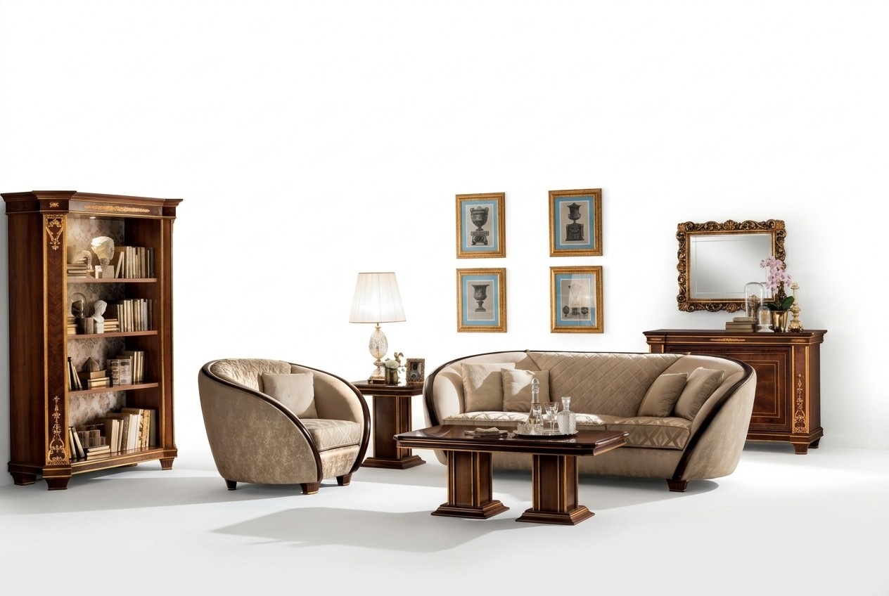 Living room 3+2+1 seater sofas/couches & armchair in art nouveau italian style arredoclassic™