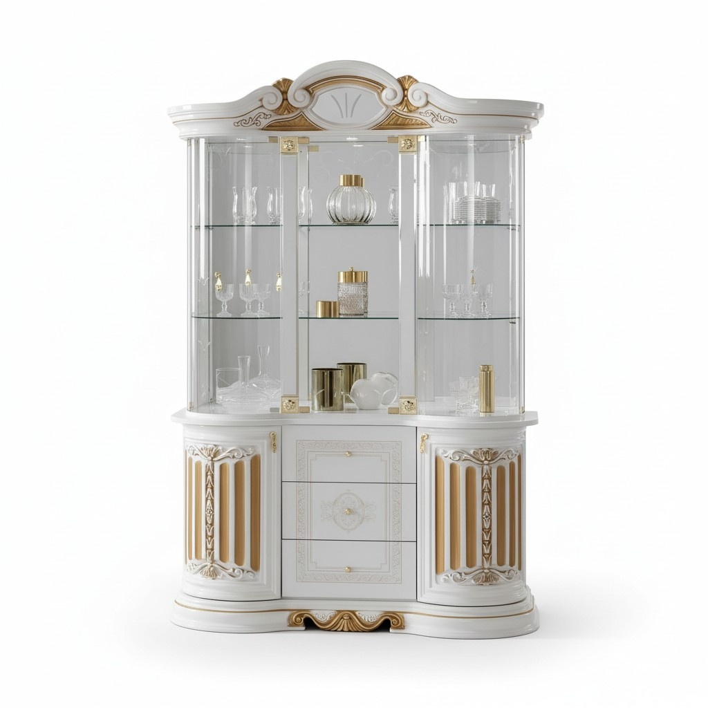 Italian Luxury Furniture xxl Display Cabinet Chest of Drawers Glass Designer Cabinet New