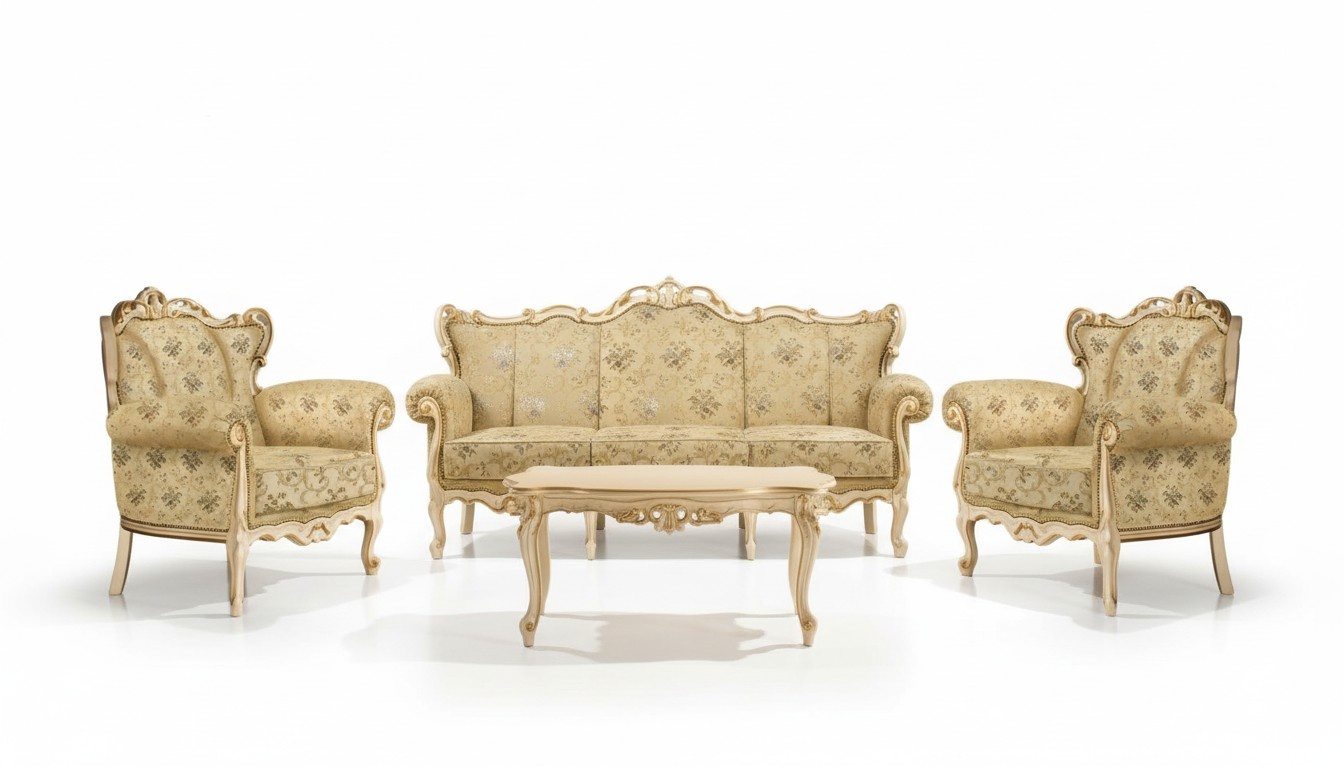 Italian Seating Set Classic Furniture Seat Upholstery Set Sofa Couch 4pcs.