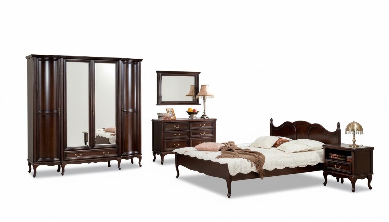 Italian style bedroom complete furniture bed nightstand wardrobe dresser 1