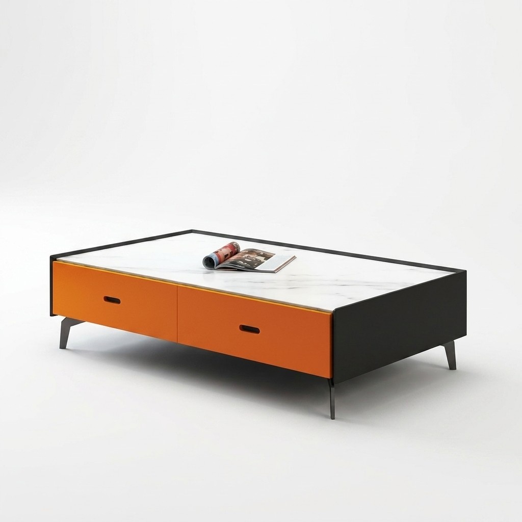 Italian Style Furniture Coffee Table Glass Tables Designer Table Living Room Orange