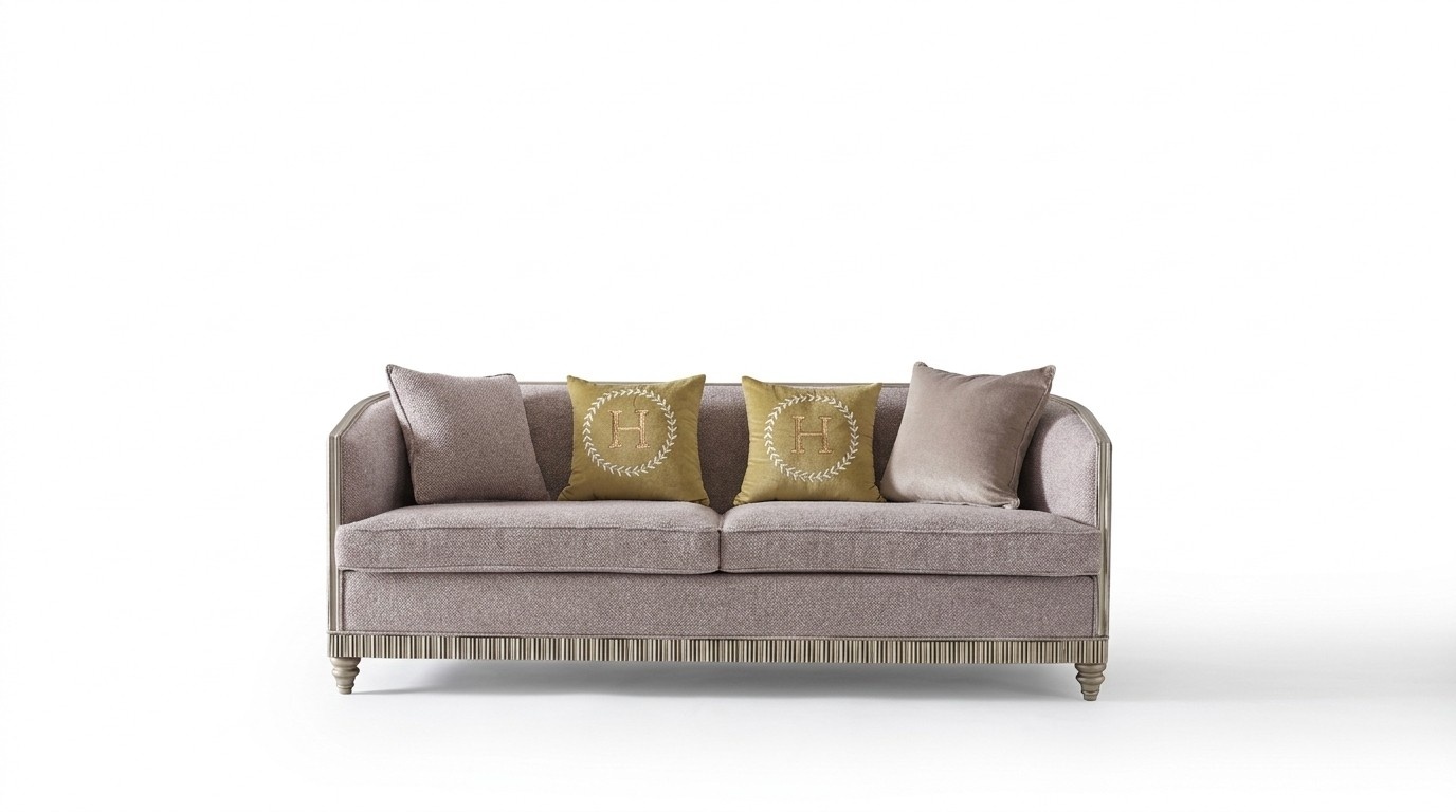 Italian Style Furniture Three Seater Sofa Couch Upholstery Sofas Wood Textile Couches