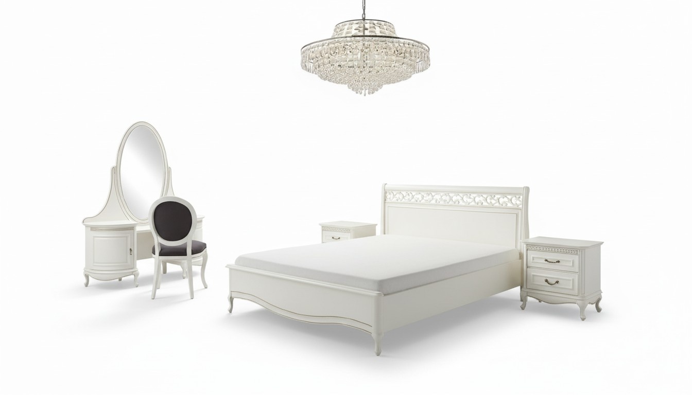 Italian Style Set 5-piece Bed Designer Exclusive Luxury Bed Beds Double Bed