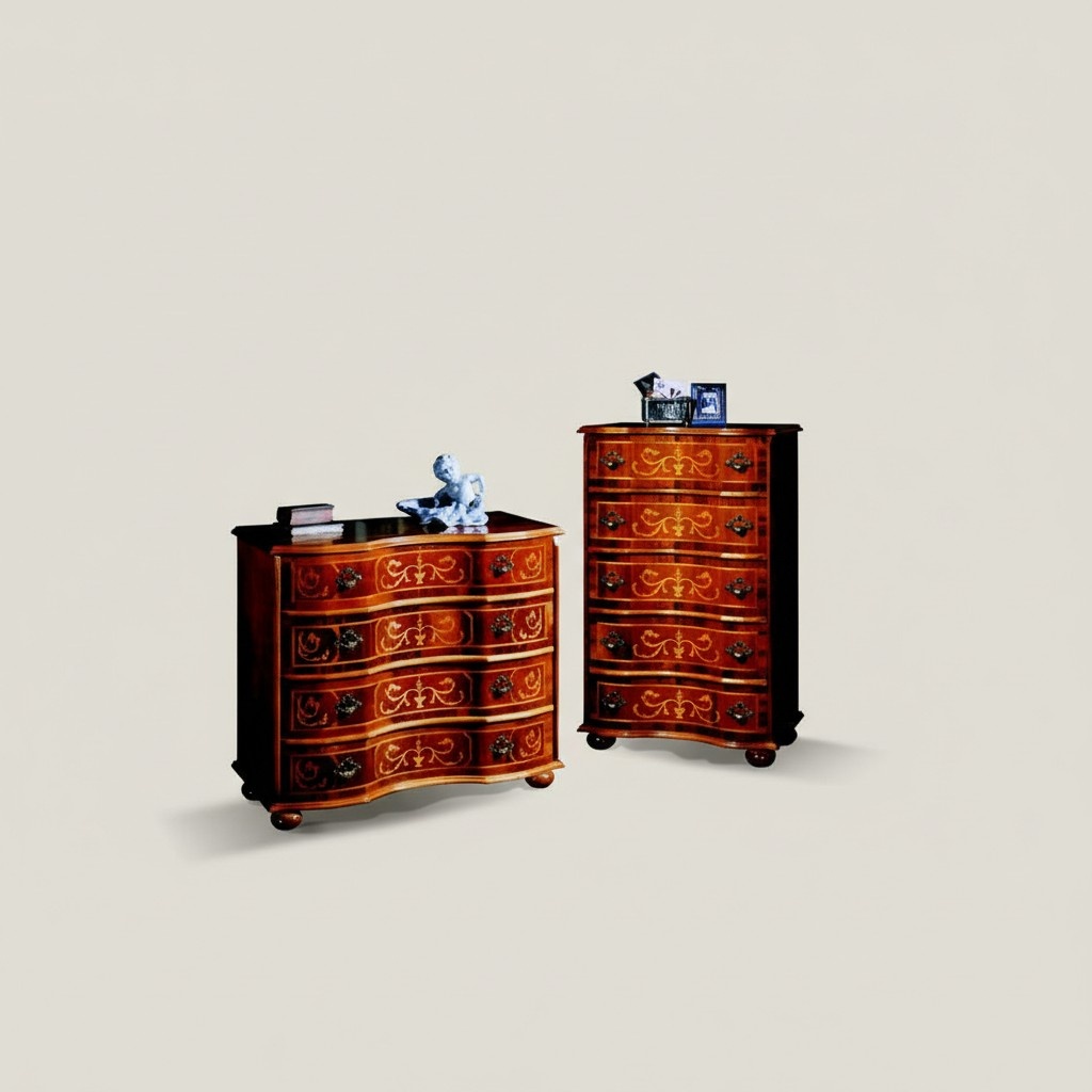 Italian Wood Furniture Design Luxury Dresser Cabinet 4 Drawers Brown Sideboard