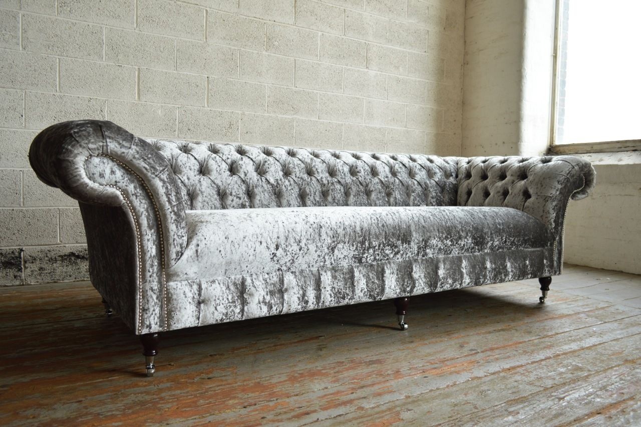 Chesterfield Textile Sofa Couch Upholstery XXL Big 4 Seater Design Seat Couches 320 New