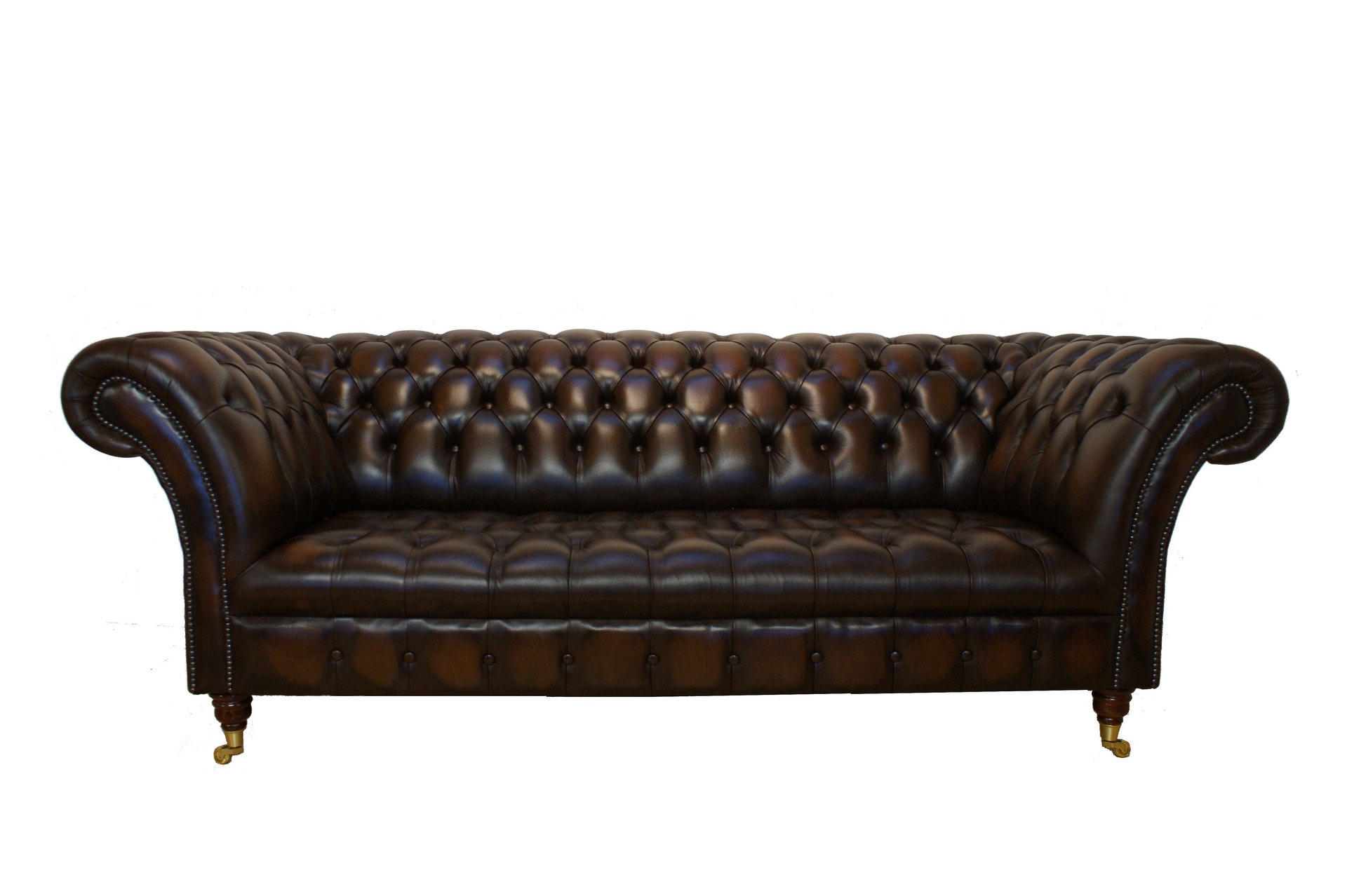 Premium Chesterfield Sofa 3-Seater Dark Brown Faux Leather Upholstery Amazing Classic Design