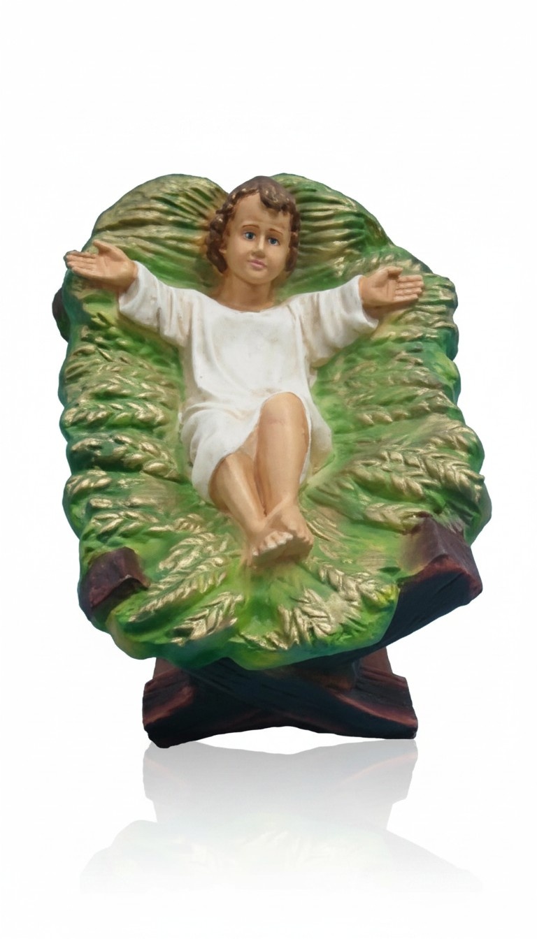 Decor figure designed a child in white dress lying on a petal 21x31cm