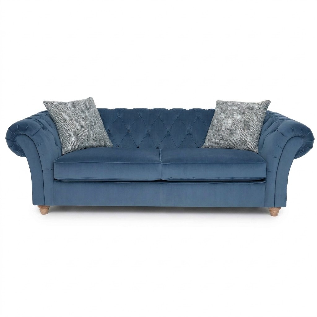 JVFurniture® Textile Sofa Couch - Design Upholstery 3-seater Couch Blue New Modern